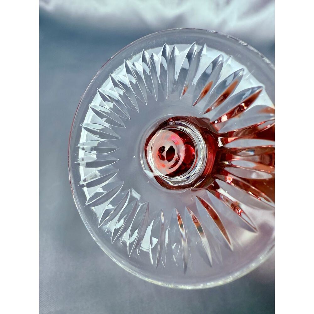 Antique Bohemian Ruby Cut to Clear Trumpet Bud Vase 6.5” Victorian Art Glass - Picture 5 of 8